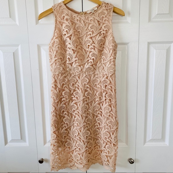 Cream Nude Lace Crochet Sleeveless Dress | L - Picture 2 of 8